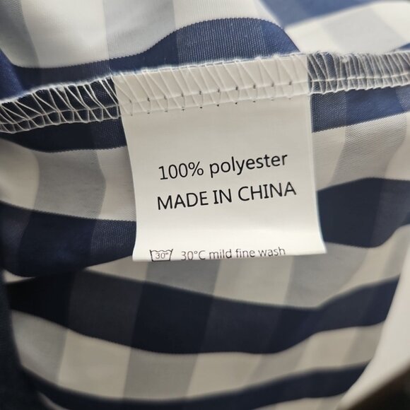 Womens Glory Star Sz Large Milkmaid Dress Gingham Navy White Coquette - Picture 7 of 8